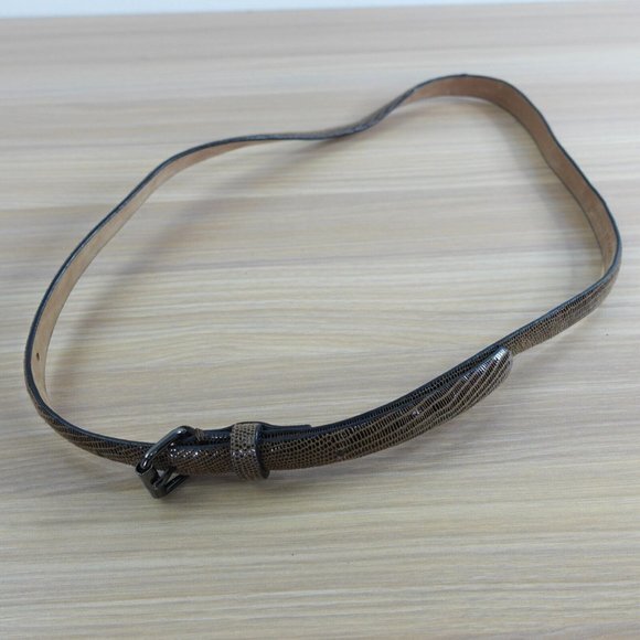 Ann Taylor‎ Lizard Belt Womens Black Leather Small Dress Slim Skinny Fashion main image 15